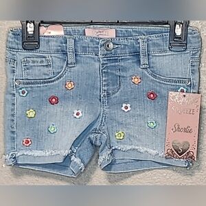 Squeeze Girls Embroidered Denim Shortie with Floral Accents Size 5 & 6X
